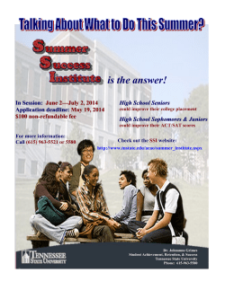 Summer Success Institute 2014 Flyer