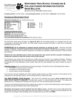 Counseling Department and College Career Information Center News Bulletin