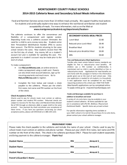 Cafeteria News and Secondary School Meals Information