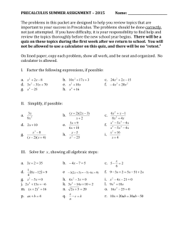 Precalculus Summer Math Packet 2015