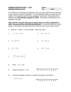 Honors Precalculus Summer Math Packet 2015