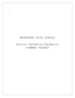 Geometry and Honors Geometry Summer Packet 2015