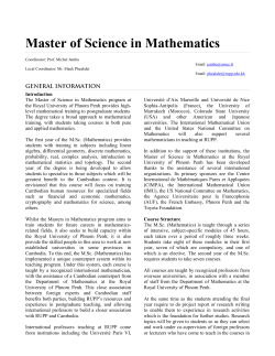 Master de Math&eacute;matiques &agrave; l Universit&eacute; Royale de Phnom Penh (URPP)