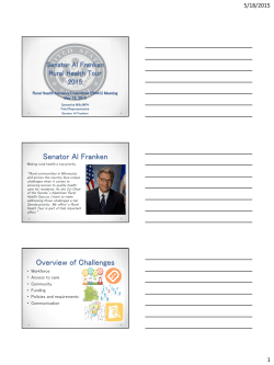 Sen. Al Franken: Rural Health Tour 2015 (PDF: 518KB/8 pages)
