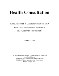 Health Consultation, Barrels Disposed in Lake Superior by U.S. Army, March 2008 (full document) (PDF: 1,197KB/29 pages)