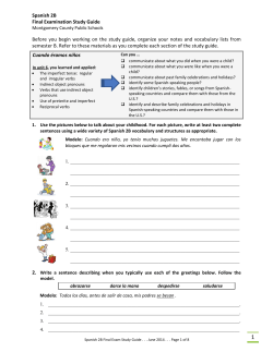 Spanish 2B Study Guide- June 2014
