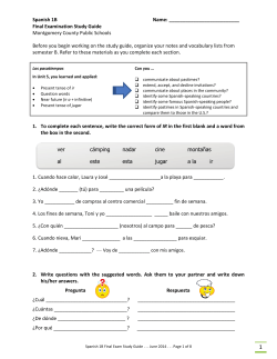 Spanish 1B Study Guide- June 2014