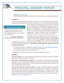 Principal Advisory Report