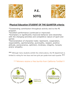 PE - California Tortilla - student of the quarter criteria