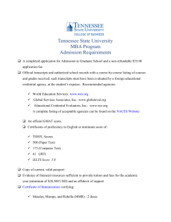 MBA Program A dmission Requirements