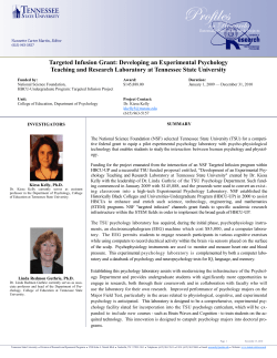 Targeted Infusion Grant: Developing an Experimental Psychology Teaching and Research Laboratory at Tennessee State University