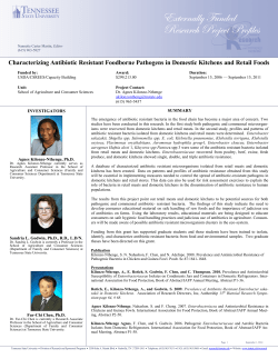 Characterizing Antibiotic Resistant Foodborne Pathogens in Domestic Kitchens and Retail Foods