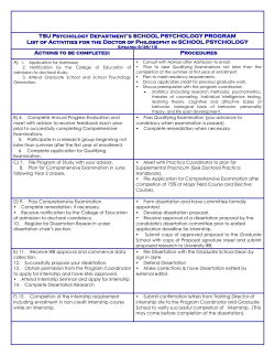 Ph. D. School Psychology Procedure Timeline