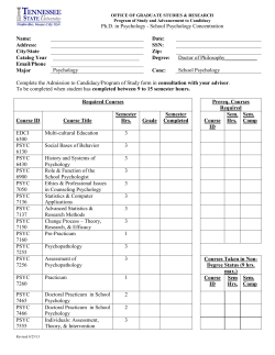 Ph. D.&nbsp;School Psychology Program of Study
