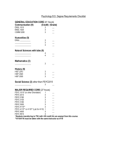 Psychology Degree Requirements Checklist