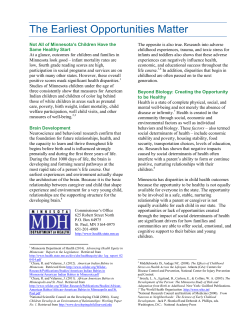 The Earliest Opportunities Matter, 2014 (PDF)
