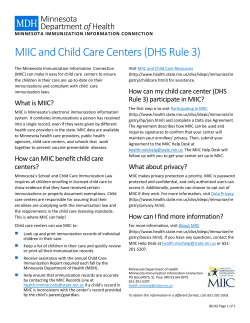 MIIC and Child Care Centers (DHS Rule 3) (PDF)