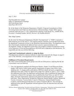 MDH Response to Comments to Immunization Rule Amendments (PDF: 905KB/30 pages)