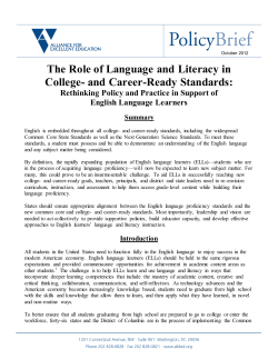 12. The Role of Language Literacy in College- and Career-Ready Standards