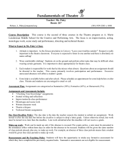 Fundamentals of Theatre Syllabus