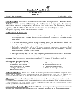Theatre 1A and 1B Syllabus