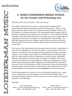 Instrumental Music Handbook and Performance Calendar