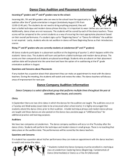 “Audition and Placement Information for Dance Classes and Dance Company”