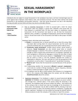 Sexual Harassment in the Workplace: Legal information from MNCASA (PDF: 48KB/3 pages)