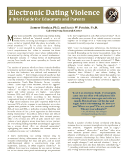 Cyberbullying: Electronic Dating Violence Fact Sheet (PDF: 302KB/5 pages)
