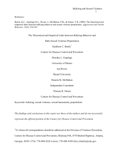 The Theoretical and Empirical Links between Bullying Behavior and Male Sexual Violence Perpetration (PDF: 233KB/53 pages)