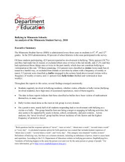 Bullying in Minnesota Schools: An analysis of the Minnesota Student Survey, 2010