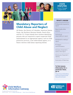 Mandatory Reporters of Child Abuse and Neglect: Summary of State Laws (PDF, 55 pages)