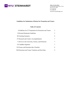 For the complete Steinhardt Promotion and Tenure Guidelines, please click here (pdf).