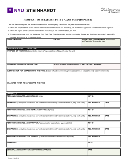 NYU Steinhardt Request to Establish Petty Cash Fund (Imprest)