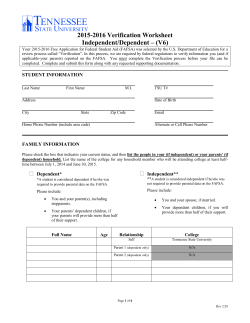 2015-2016 Independent/Dependent Verification Form [V6]
