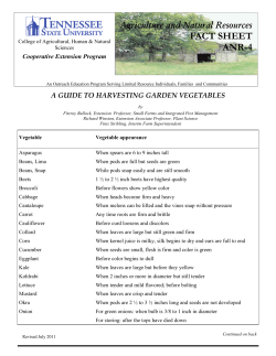 Fact Sheet ANR-4  Harvesting Vegetables