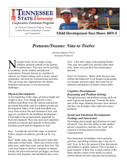 Preteens and Tweens - Years Nine to Twelve