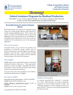 Federal Assistance Programs for Biodiesel Production Fact Sheet