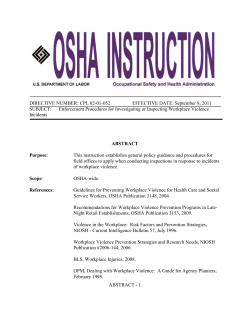 OSHA - Enforcement Procedures for Investigating or Inspecting Workplace Violence (PDF: 170KB/52 pgs)