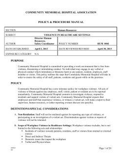 Cloquet Hospital - Violence Prevention Policy (PDF: 737KB/20 pgs)