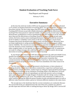 Student Evaluation of Teaching Task Force Final Report and Proposal