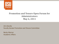 Promotion and Tenure Open Forum for Administrators