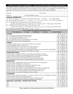 College of Engineering Technology Student Assessment