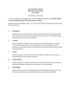 Proposed TSU Major Field Assessment in History