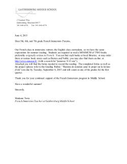 Incoming 6th Grade and 7th and 8th Grade French Immersion Summer Assignments