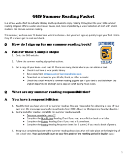 HIGH school 2015 summer reading packet