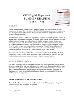 Summer Reading Information and Forms