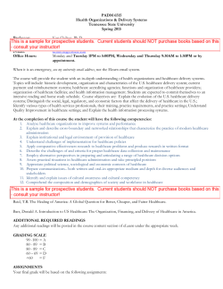 Health Organizations and Delivery Systems