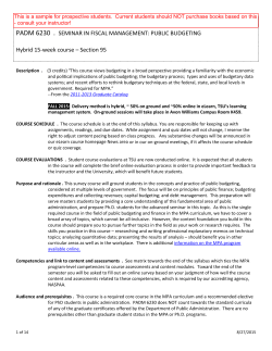 Public Budgeting and Finance