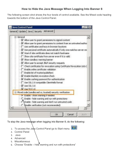 Hide the Java Message When Logging Into Banner 8